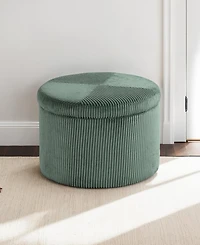 Convenience Concepts 22" Designs4Comfort Round Corduroy Shoe Storage Ottoman with Reversible Tray Lid