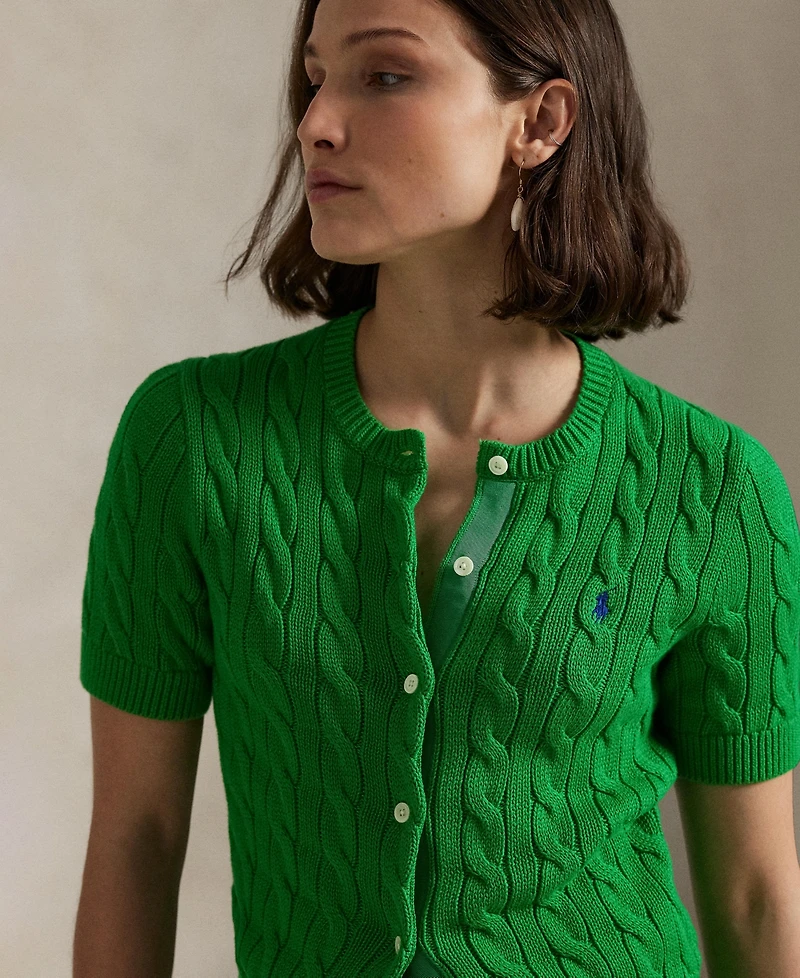 Polo Ralph Lauren Women's Cable-Knit Cotton Short-Sleeve Cardigan