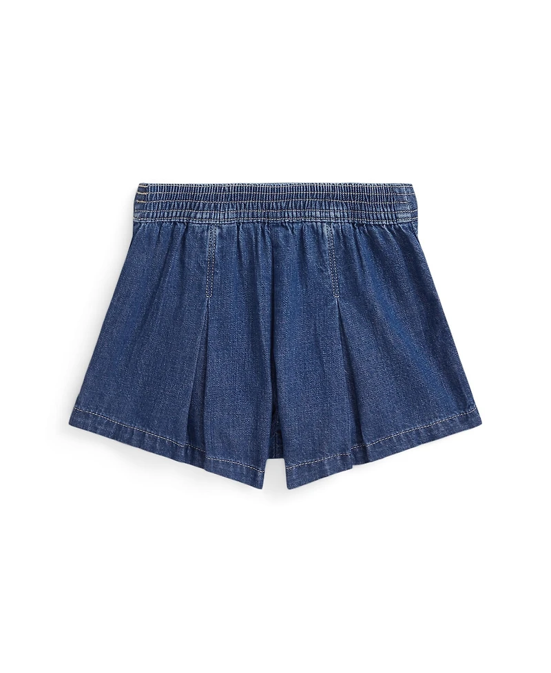 Polo Ralph Lauren Toddler and Little Girls Pleated Indigo Denim Shorts