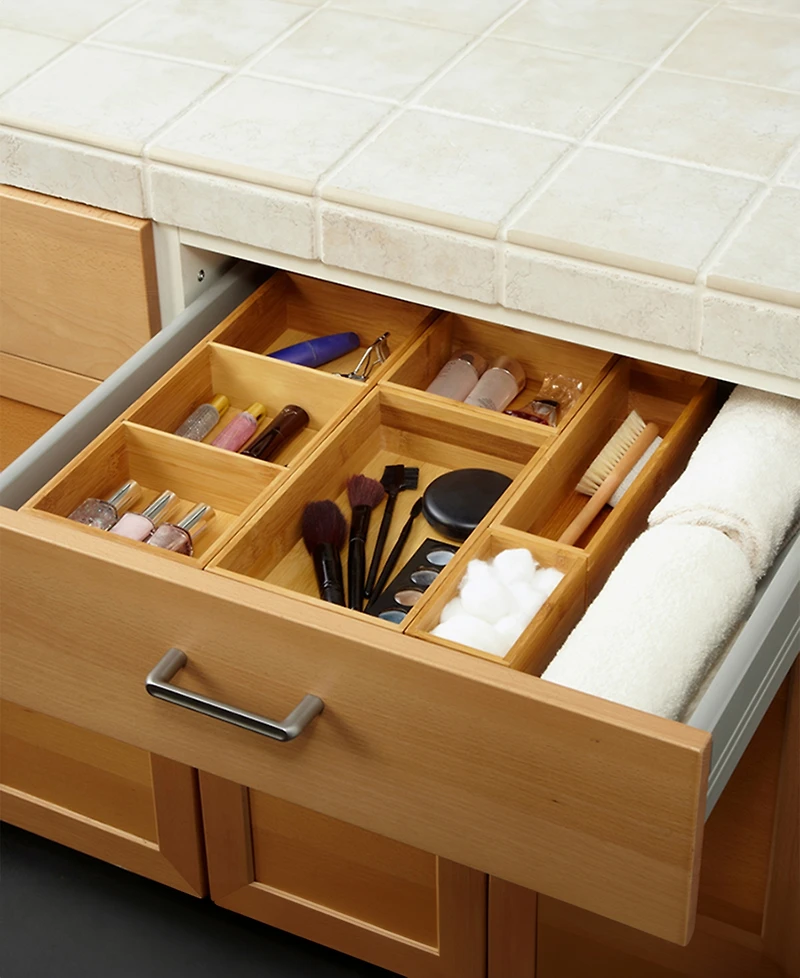 Seville Classics 5-Piece Bamboo Storage Box Set with Dividers