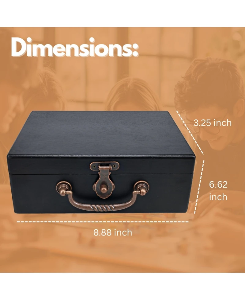 We Games Wooden Keepsake Stash Box with Old World Handle - Black Stain