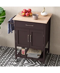 Rolling Kitchen Island Cart with Drawer and Towel Rack