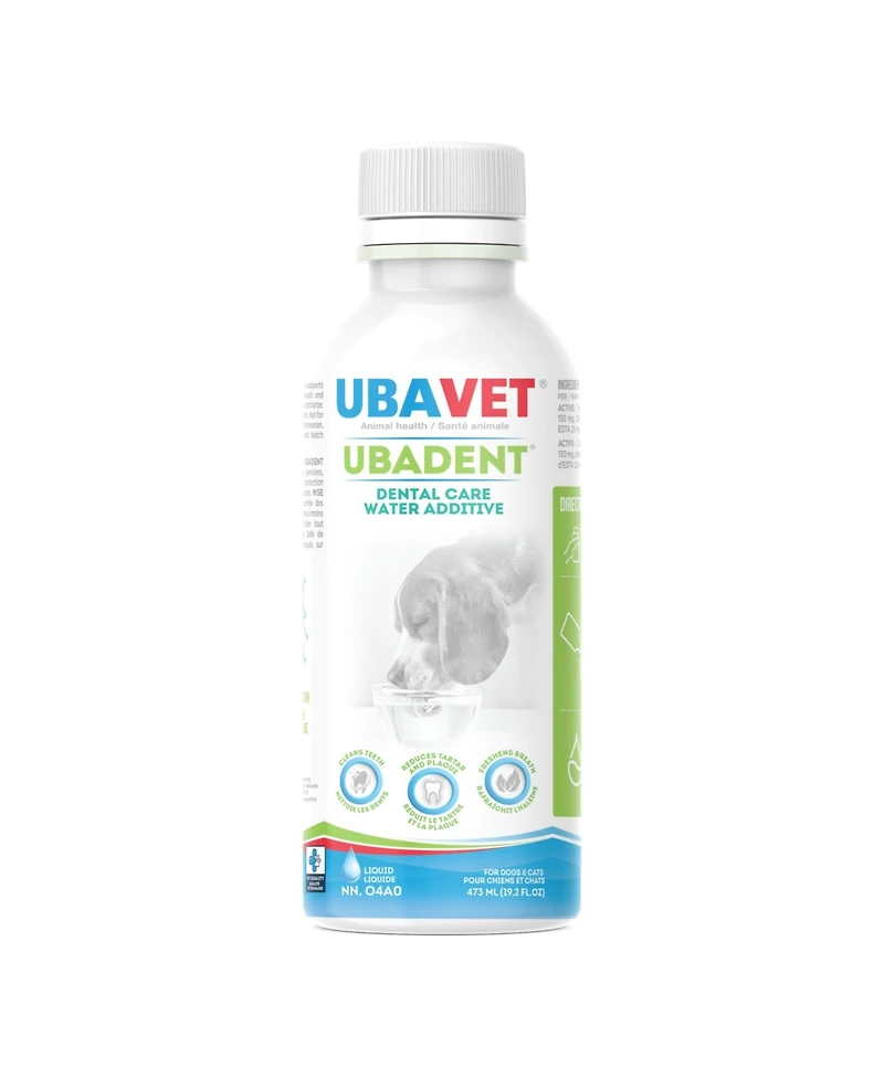 Ubavet Ubadent Dental Water Additive for Dogs & Cats – (16 fl oz / 473ml)