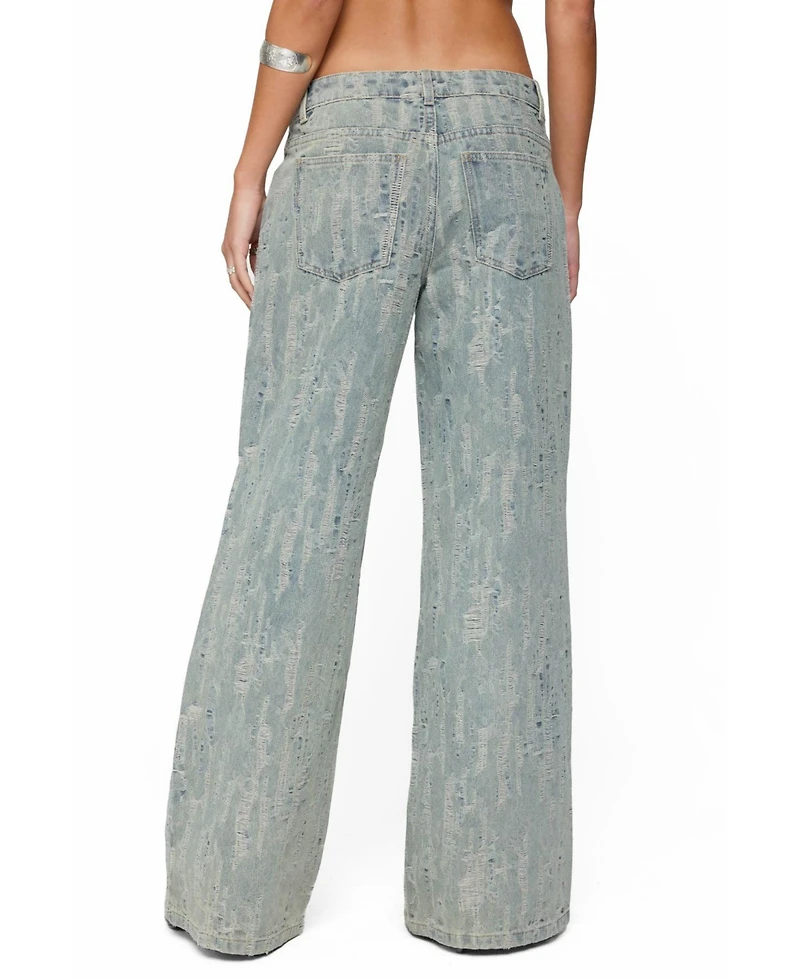 Edikted Women's Blaze Distressed Low Rise Jeans
