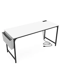60 Inch Computer Desk with Charging Station Storage Bag