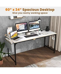 60 Inch Computer Desk with Charging Station Storage Bag