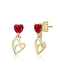 Kids 14K Gold Plated with Colored Cubic Zirconia Heart Drop Earrings