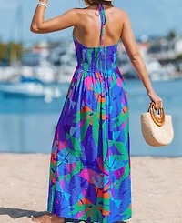 Cupshe Women's Crushed Ruby Tropical Maxi Beach Dress