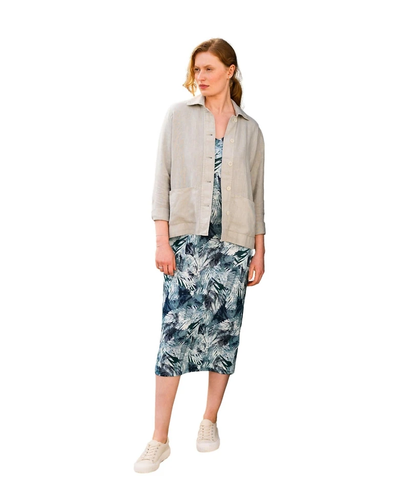 Celtic & Co. Women's Linen Blend Button Back Midi Dress