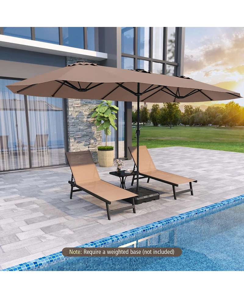 15.5 Ft Extra-Large Patio Umbrella with Led Solar Lights and Crank Handle