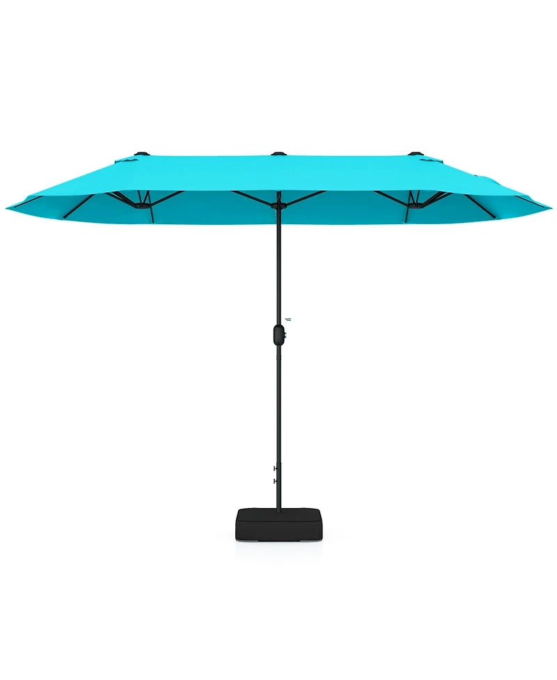 13 Feet Double-Sided Patio Twin Table Umbrella with Crank Handle