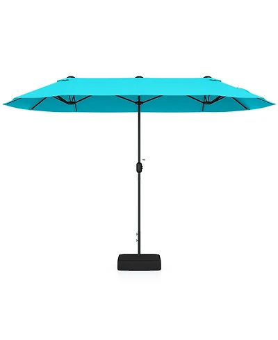 13 Feet Double-Sided Patio Twin Table Umbrella with Crank Handle