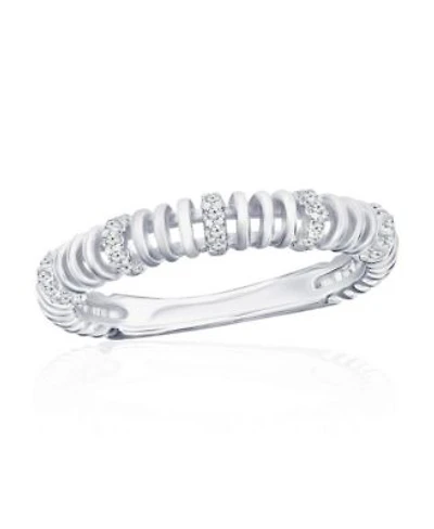Sterling Silver 3.5mm Wire Design Cz Ring