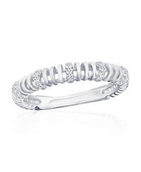 Sterling Silver 3.5mm Wire Design Cz Ring