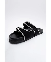 Allen Rhinestone Leather Slide Sandal (Women)
