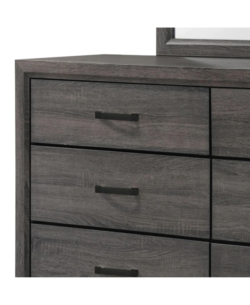 Kings Brand Furniture Ambroise Wood Dresser & Mirror, Gray/Black