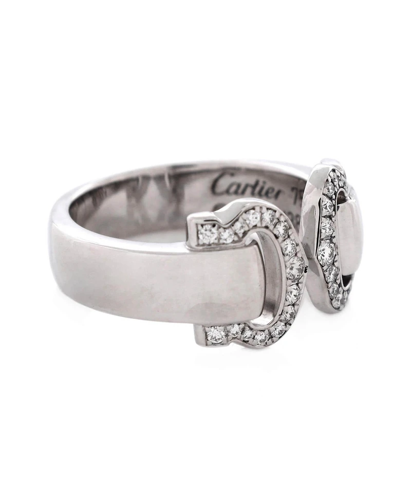 Pre-Owned Cartier Vintage C de Cartier Ring 18K White Gold with Diamonds