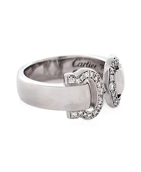 Pre-Owned Cartier Vintage C de Cartier Ring 18K White Gold with Diamonds