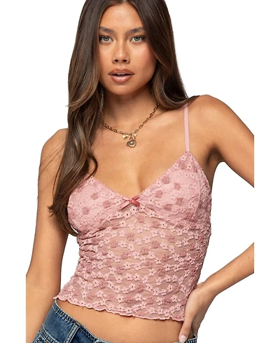 Edikted Women's Floral Textured Lace Tank Top