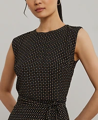 Lauren Ralph Women's Geo-Print Belted Bubble Crepe Dress