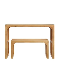 Pine Dining Bench & Table with Glass Top
