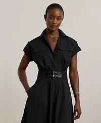 Lauren Ralph Women's Buckle-Trim Cotton-Blend Shirtdress
