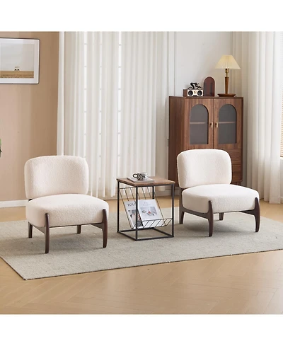 Boucle Lounge Chairs - Modern, Solid Wood Frame