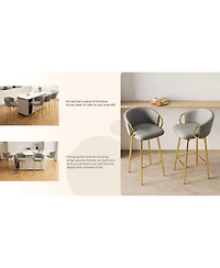 Streamdale Furniture 30" Swivel Velvet Bar Stools Set of 4