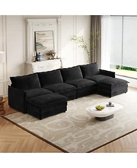 Streamdale Corduroy -Seater Cloud Couch with Footrests & Cushions