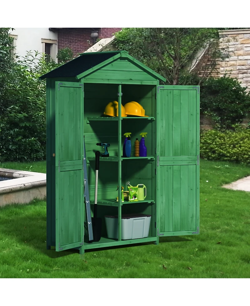 Streamdale Green Wood Storage Shed with Shelves