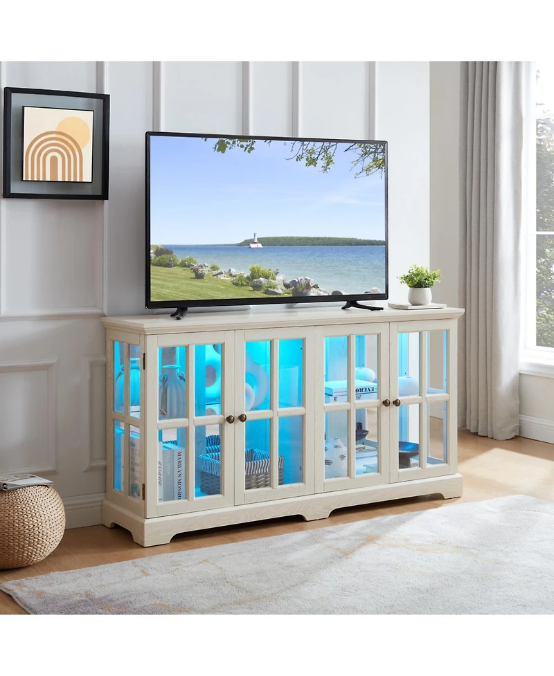 Streamdale Led Curio Cabinet with Adjustable Shelves for Collectibles in Vintage Design