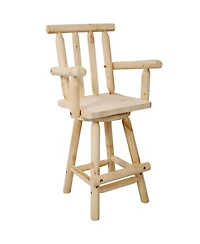 Streamdale Furniture Rustic Fir Bar Stool with Armrests and Footrest (4ft, Light Brown)