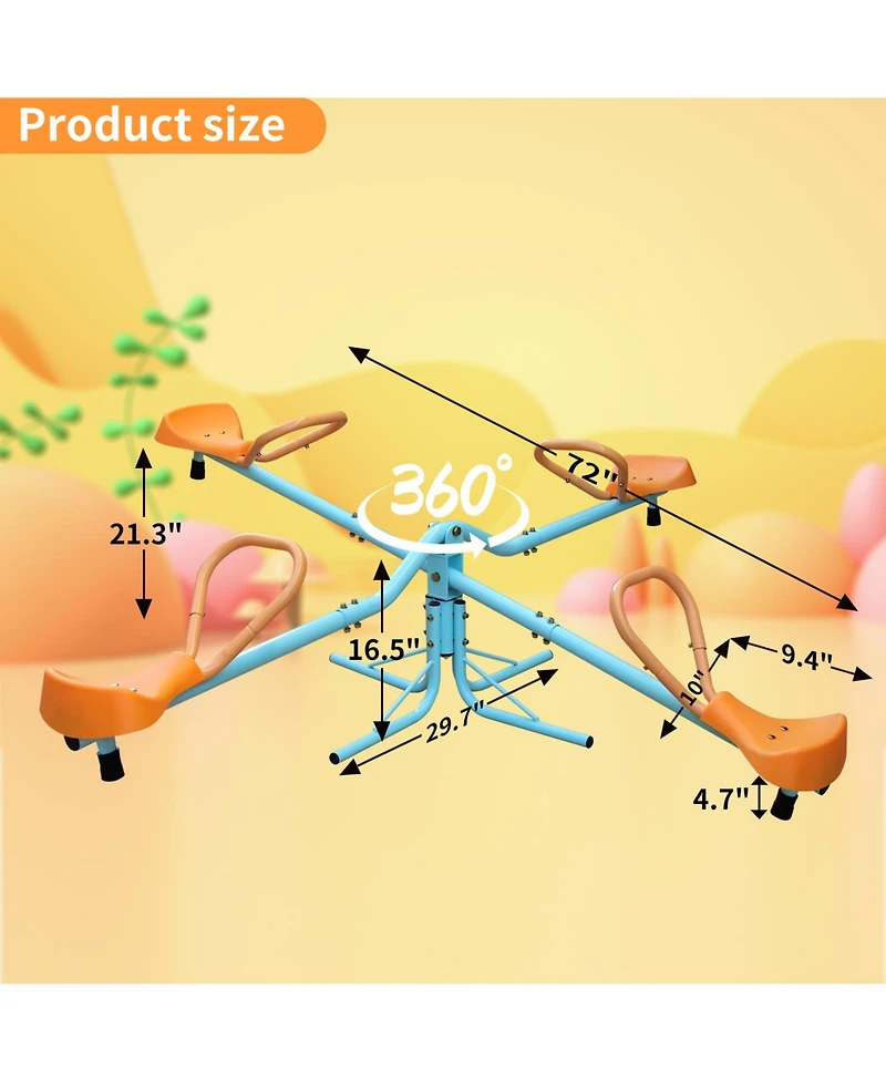 Outdoor Kids Spinning Seesaw Sit and Spin Teeter Totter， Outdoor Playground Equipment Swivel Teeter Totter for Backyard