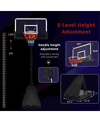 Portable Basketball Hoop System ,8-10ft Height Adjustable for Youth Adults Led Basketball Hoop Lights
