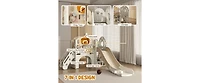 Kids Slide Playset Structure, Freestanding Castle Climber with Slide and Basketball Hoop