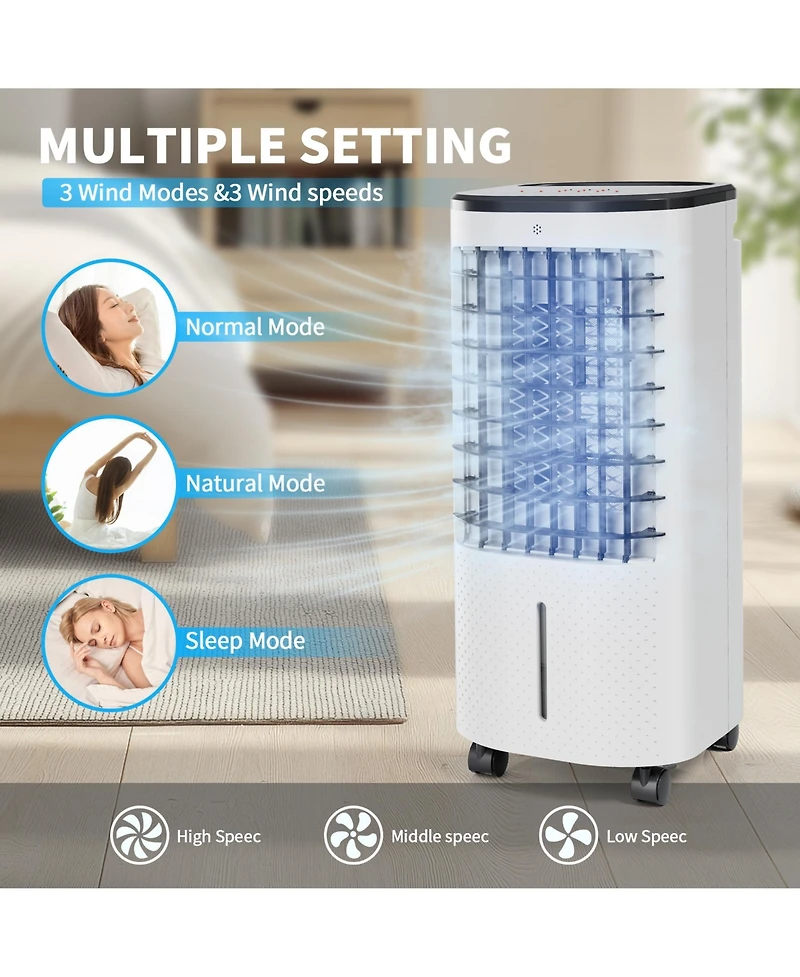3-in-1 Evaporative Portable Air Cooler Fan & Humidifier, 6L Water Tank, 3 Speeds