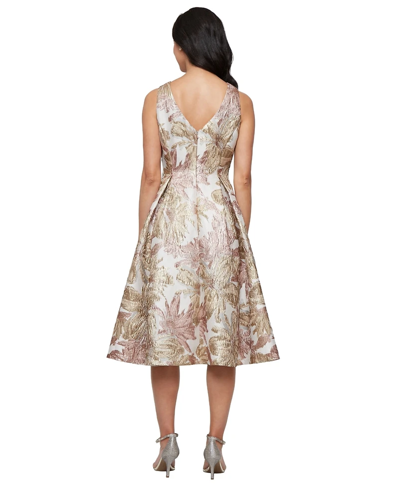 Alex Evenings Petite Metallic Jacquard A-Line Dress