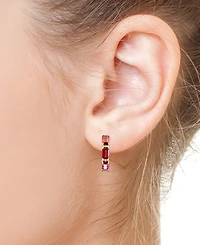 Effy Garnet (2-3/8 ct. t.w.) & Diamond Accent Small Hoop Earrings in 14k Yellow Gold, 0.75"