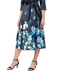 Alex Evenings Women's Stretch Faille 3/4-Sleeve A-Line Dress