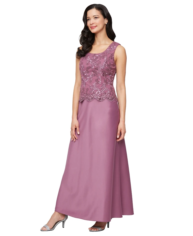 Alex Evenings Women's Stretch Tulle 3/4-Sleeve Jacket Dress