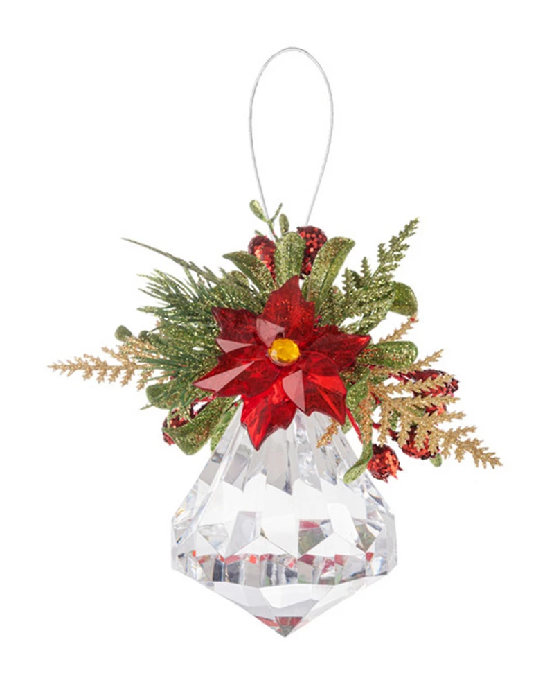 Ganz Kissing Krystals Poinsettia Mistletoe Jewel Ornament