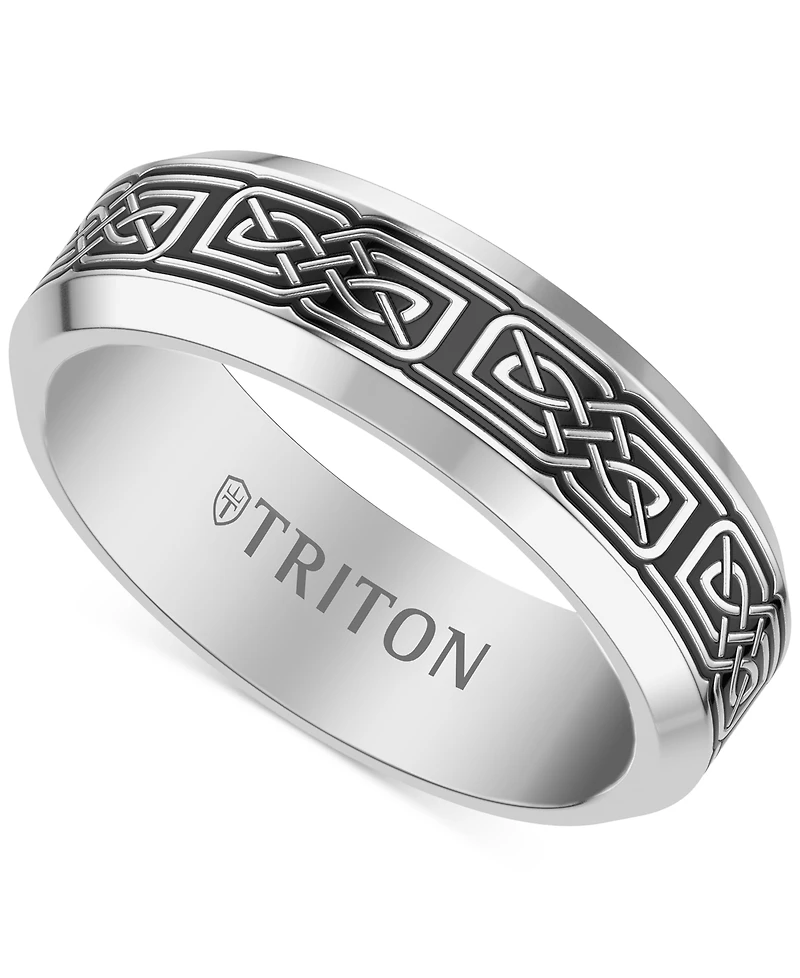 Triton Men's Celtic Design Band Gray & Black Tungsten
