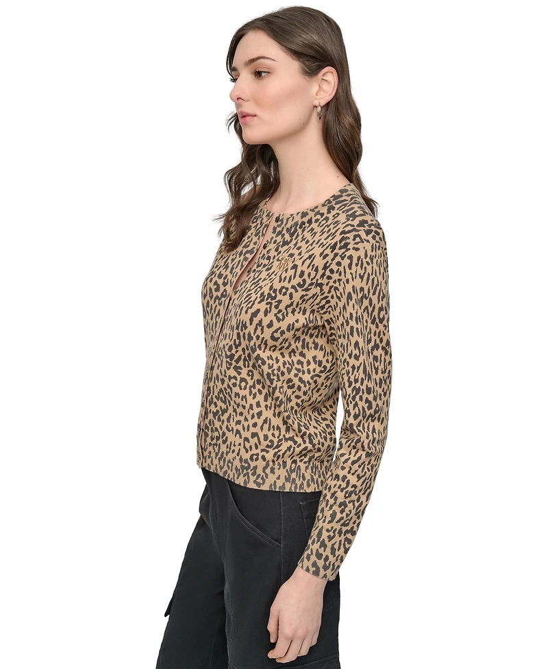 Dkny Jeans Women's Cheetah-Print Cardigan Sweater