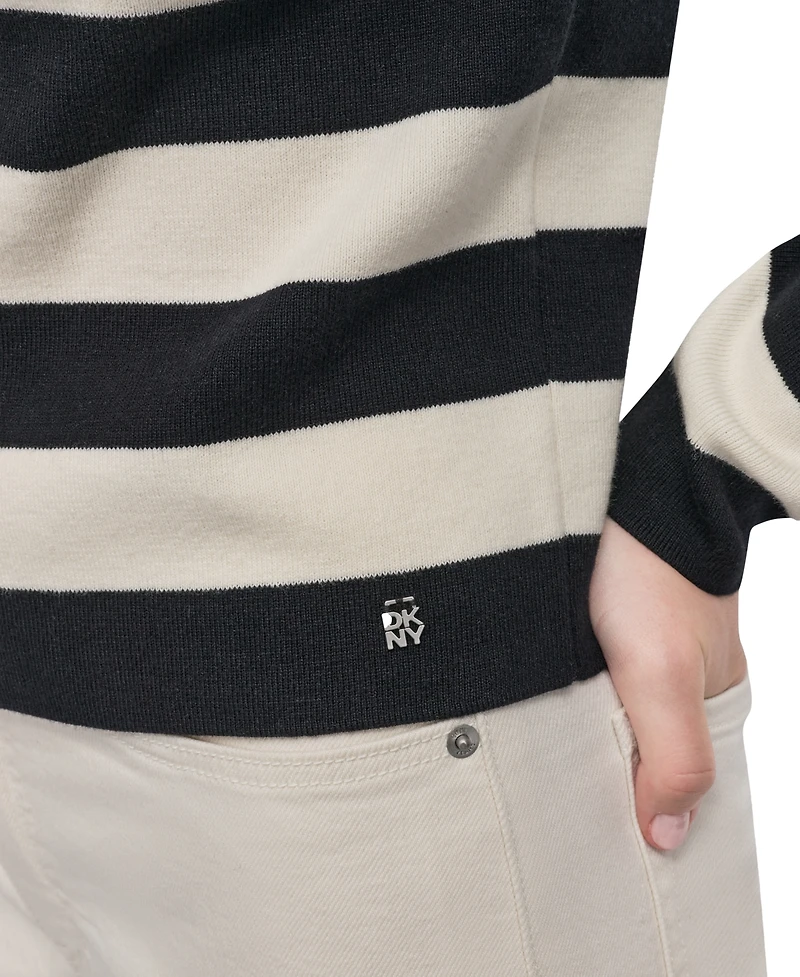 Dkny Jeans Women's Striped Cropped Cardigan Sweater