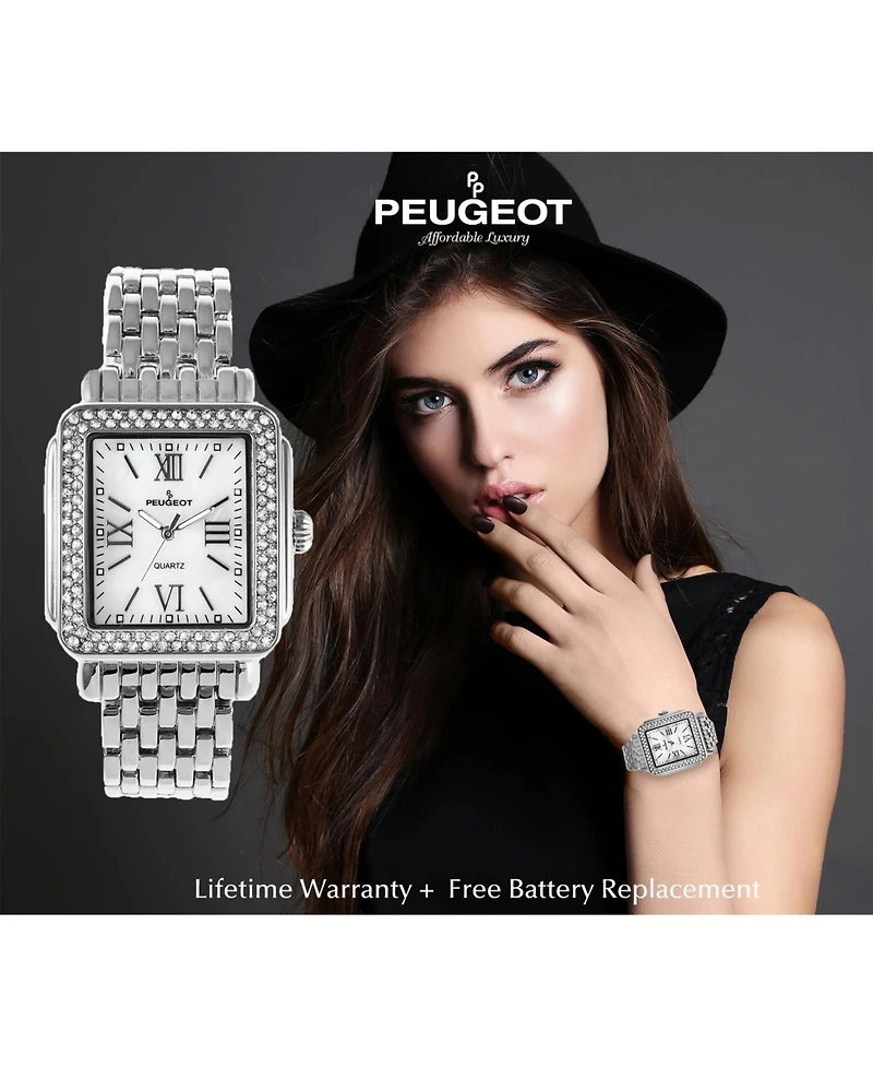 Peugeot Women's 36X30mm Silver Tank Bracelet Watch Panther Link Bracelet
