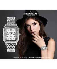 Peugeot Women's 36X30mm Silver Tank Bracelet Watch Panther Link Bracelet
