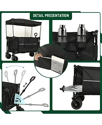 Heavy Duty Collapsible Wagon with Canopy & Big Wheels