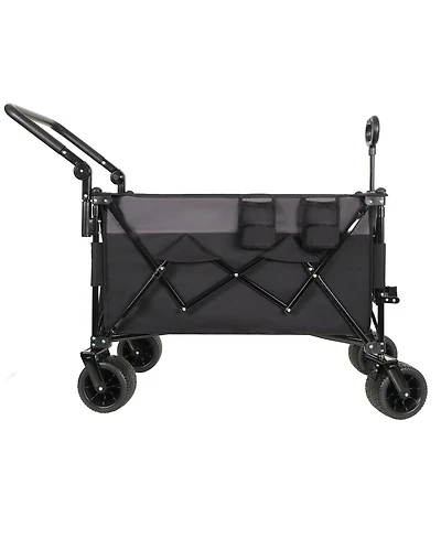 Folding Wagon Cart - Heavy Duty, All-Terrain, Black/Gray