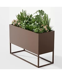 Large Metal Planter with Shelves & Drainage