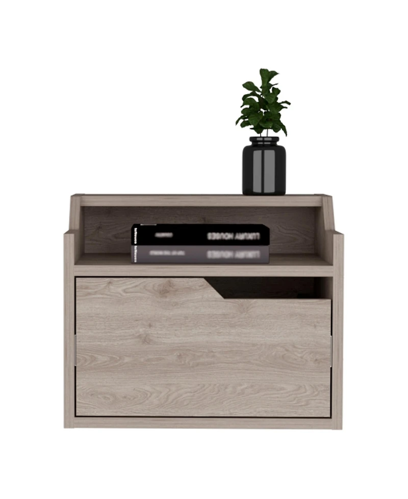 Modern Floating Nightstand with One Drawer – Faux Wood Design